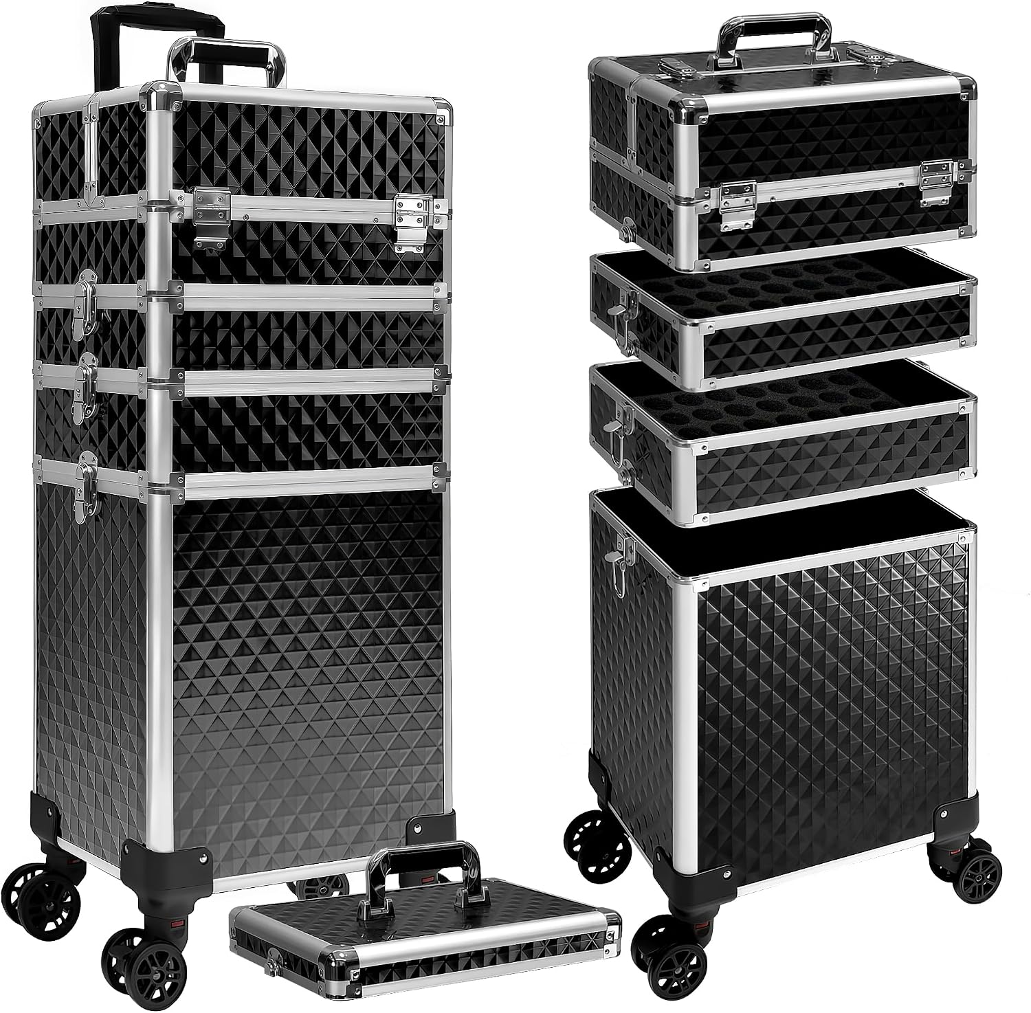 Luggage - حقيبة مكياج متحركة، صندوق أمتعة تجميل،