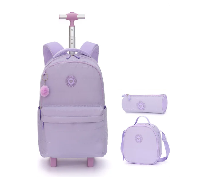Foldable Rolling Luggage Bag - حقيبة ظهر مدرسية بعجلات مقاس 18
