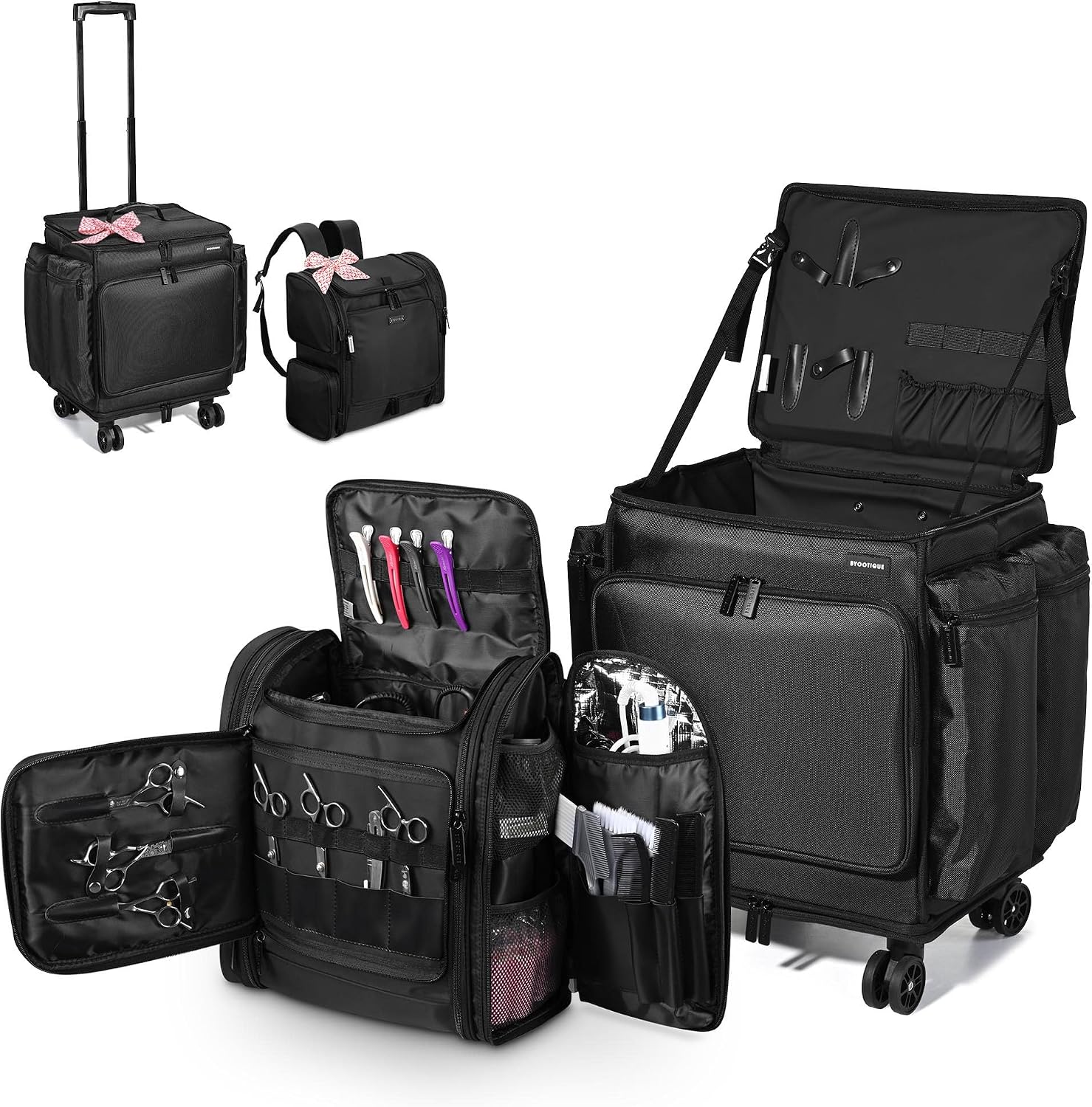 Backpacks - حقيبة مكياج ناعمة الجوانب بعجلات، حقيبة