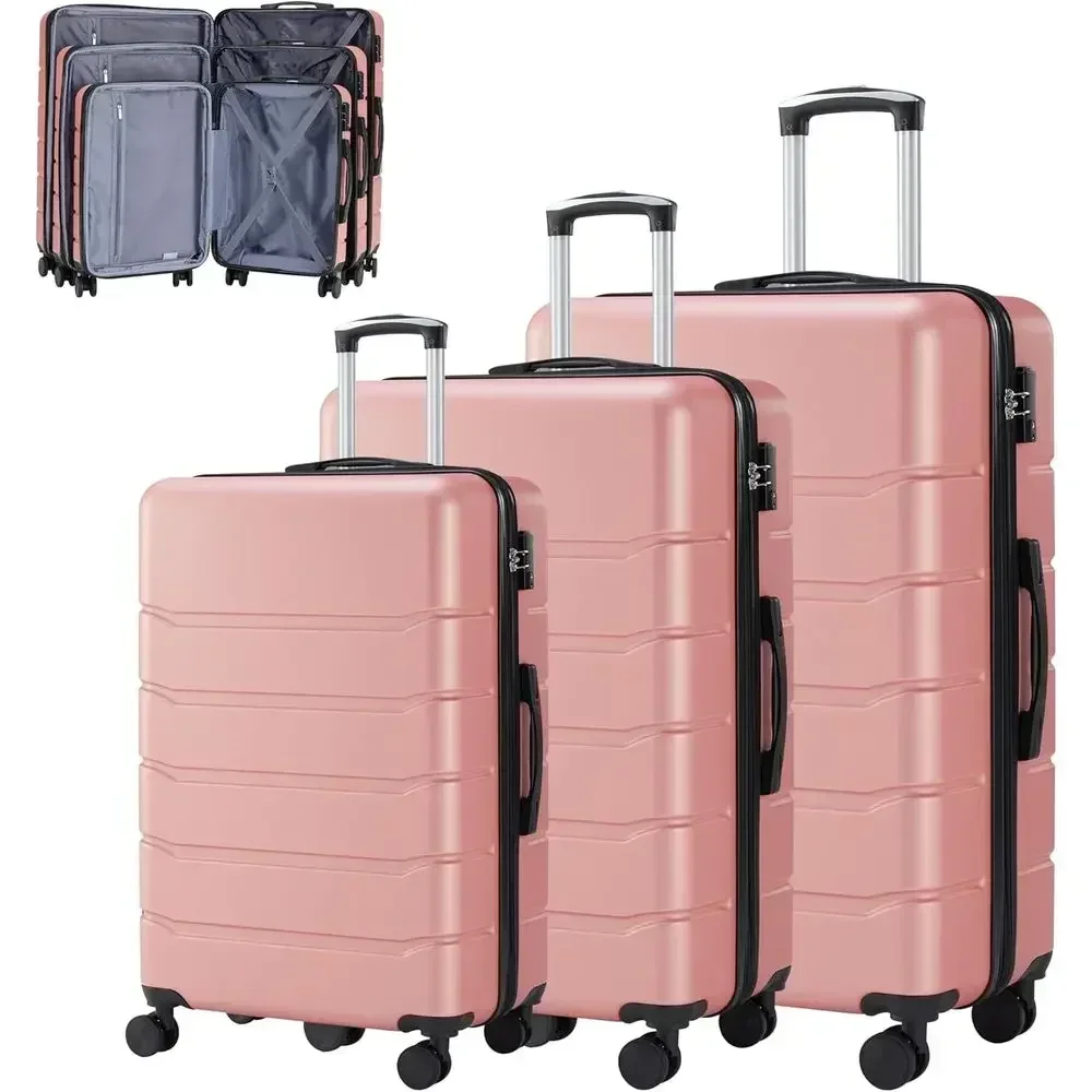 Expandable Hard Shell Luggage Set - مجموعة حقائب سفر كبيرة من 3