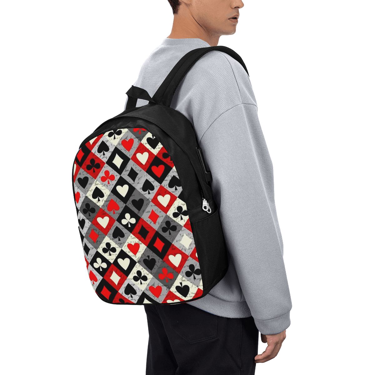 Travel Bags - حقيبة ظهر مطبوعة بتصميم أوراق اللعب