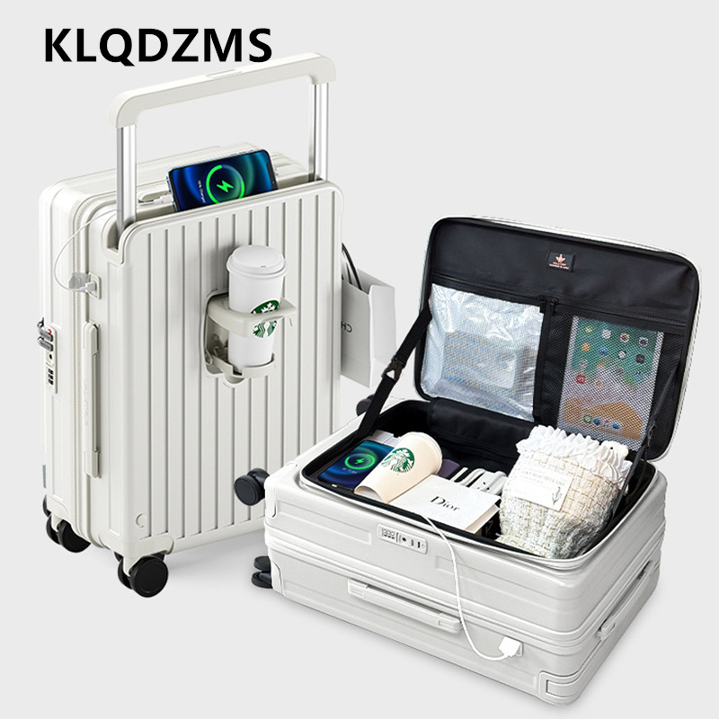 Front Opening Laptop Luggage 24 Inch - حقيبة سفر KLQDZMS قابلة للشحن مع