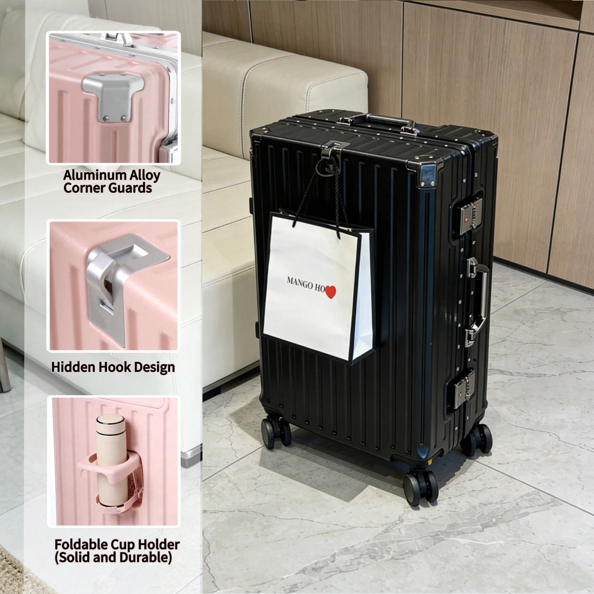 Aluminum Frame Carry On Luggage - حقيبة سفر 20 بوصة معتمدة من
