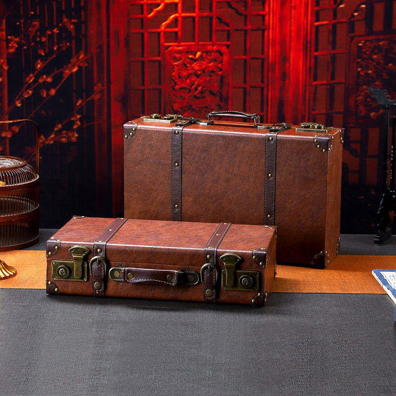 Retro Vintage Trunk Suitcase - حقيبة خشبية عتيقة متعددة الوظائف صندوق