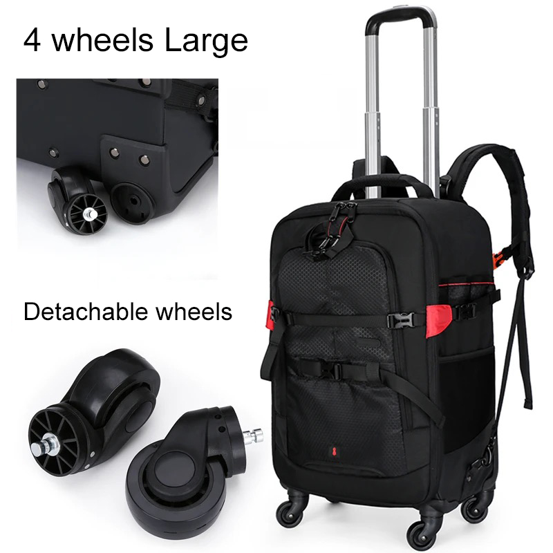Foldable Rolling Luggage Bag - حقيبة ظهر للتصوير الفوتوغرافي بعجلات، حقيبة