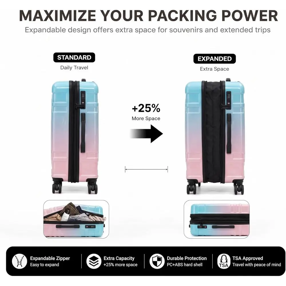 مجموعة حقائب سفر صلبة من 5 قطع - مراجعة Expandable Hard Shell Luggage Set وسعره