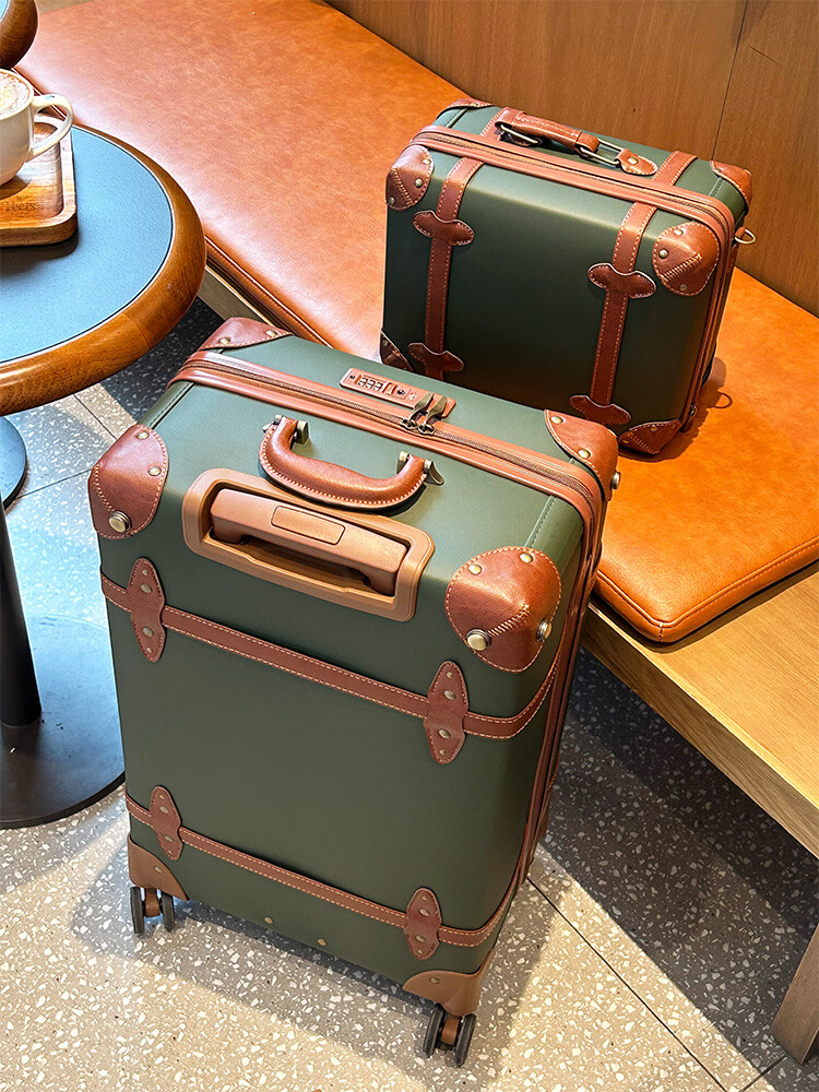حقيبة كلاسيكية من جلد البولي ي - مراجعة Retro Vintage Trunk Suitcase وسعره