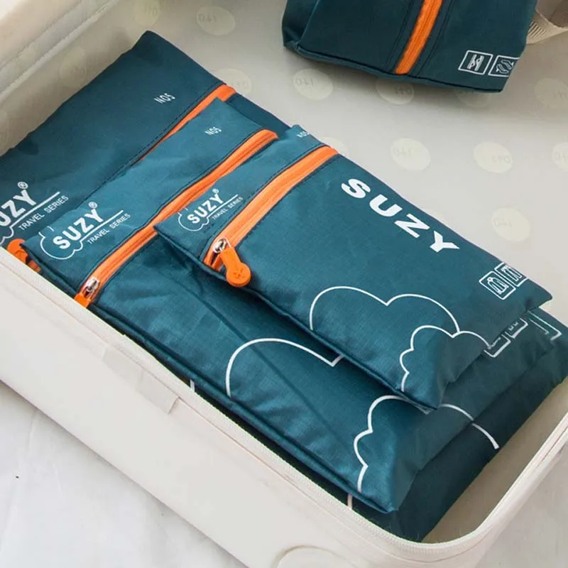7/6 قطع مجموعة السفر المنظم تخ - مراجعة Foldable Rolling Luggage Bag وسعره