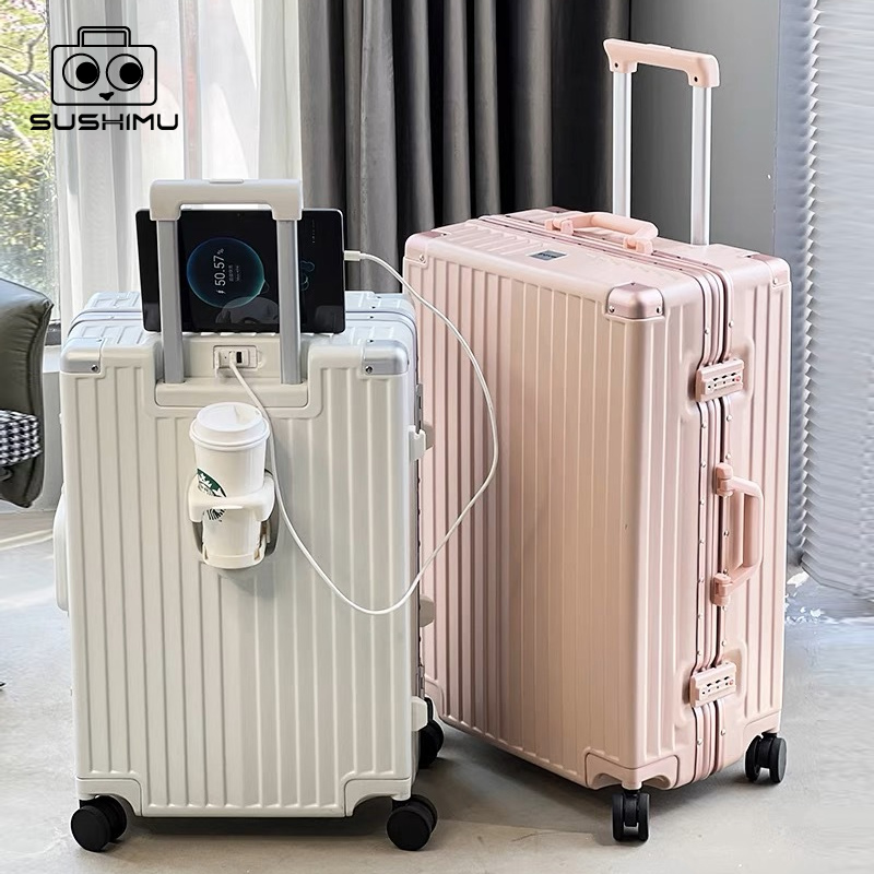 SUSHIMU حمل الأمتعة مع حامل ها - مراجعة Spinner Wheel Rolling Suitcase 20 Inch وسعره