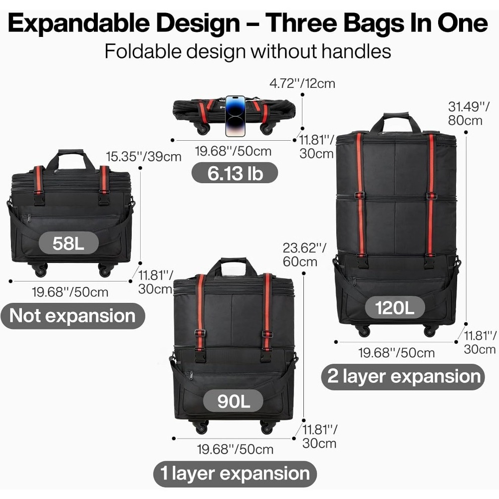 حقيبة سفر قابلة للتوسيع والطي  - مراجعة Foldable Rolling Luggage Bag وسعره