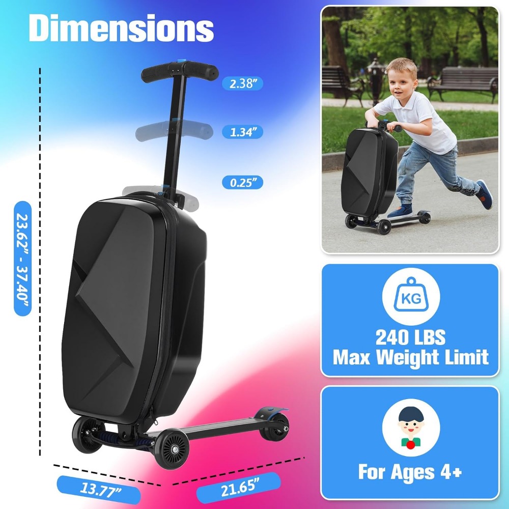 حقيبة سكوتر للأطفال: حقيبة سفر - مراجعة Kids Ride On Suitcase Scooter وسعره