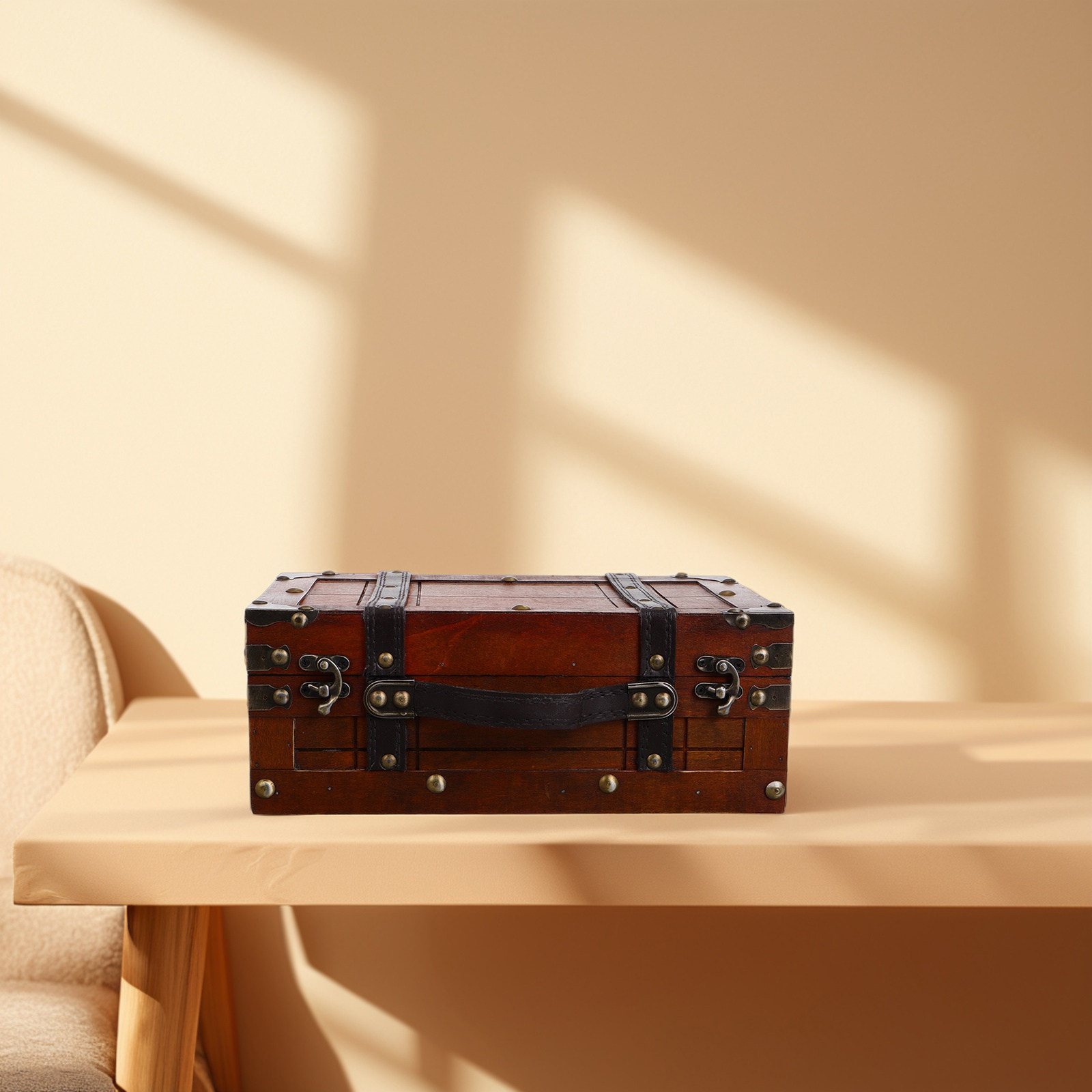 صندوق تخزين خشبي عتيق بتصميم ح - مراجعة Retro Vintage Trunk Suitcase وسعره