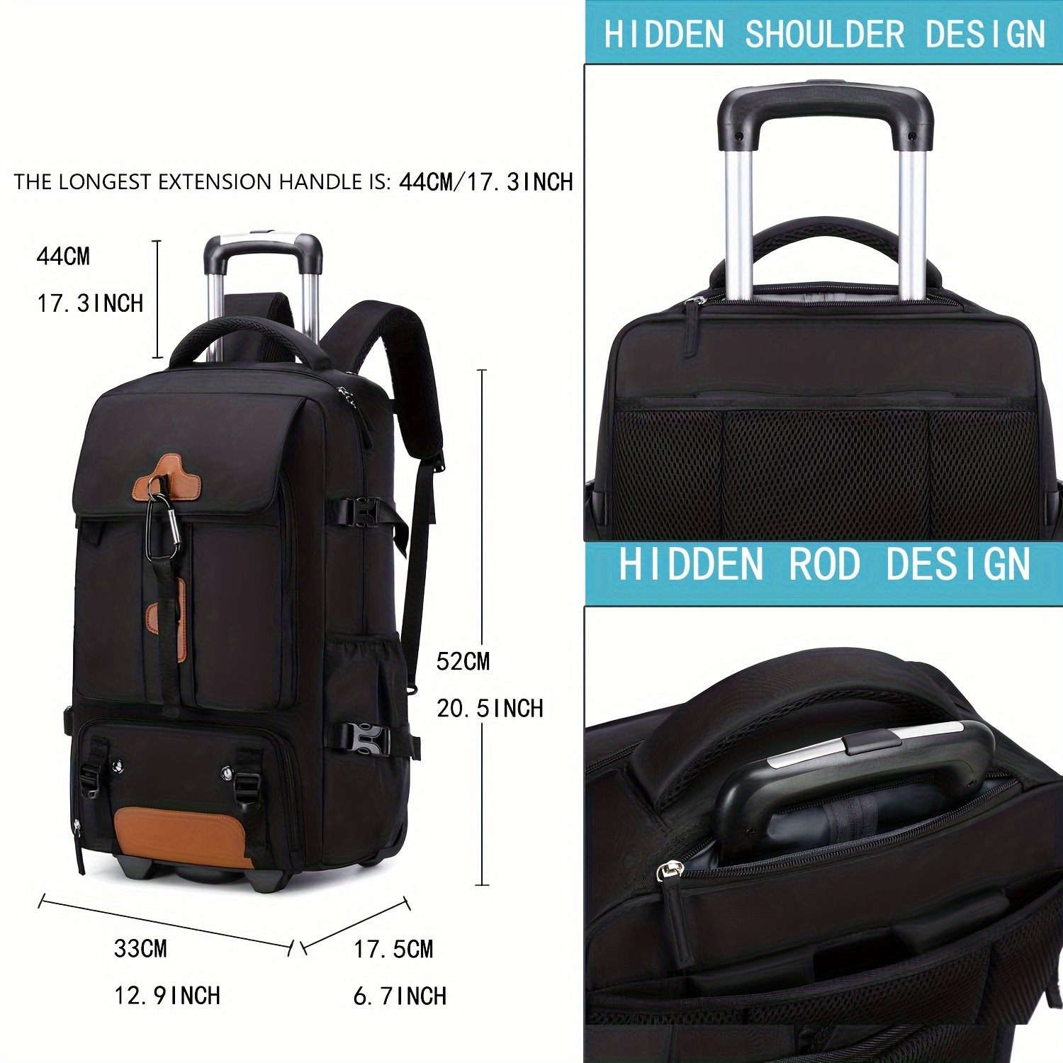 حقيبة ظهر بعجلات ذات سعة كبيرة - مراجعة Foldable Rolling Luggage Bag وسعره
