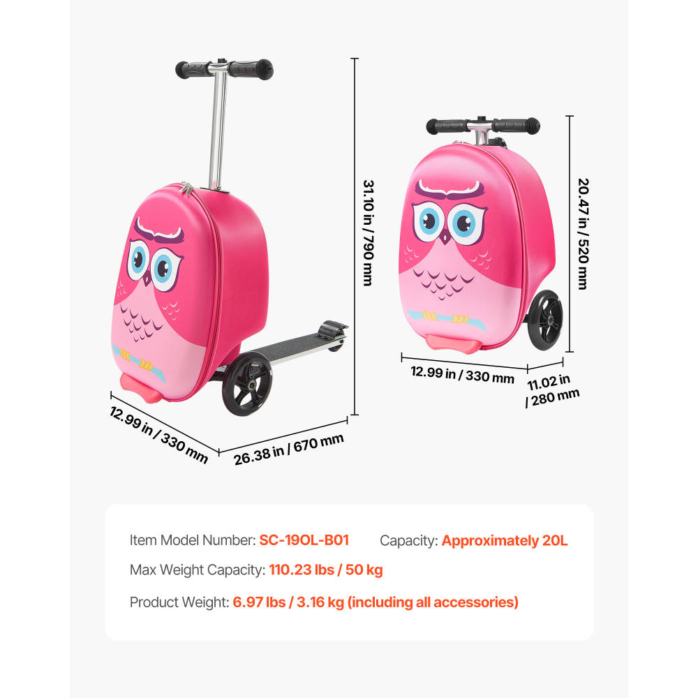 حقيبة سفر للأطفال بعجلات 20 بو - مراجعة Kids Ride On Suitcase Scooter وسعره