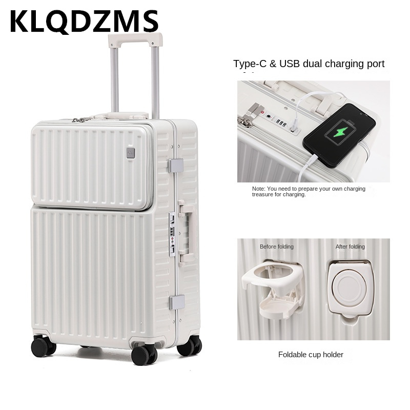 حقيبة سفر محمولة من KLQDZMS بف - مراجعة Front Opening Laptop Luggage 24 Inch وسعره